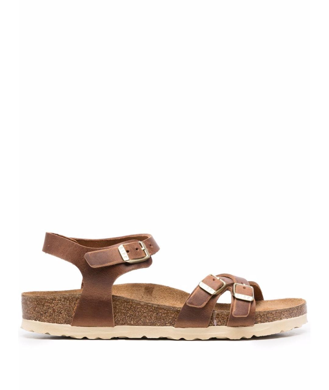 BIRKENSTOCK Коричневые кожаные босоножки, фото 1