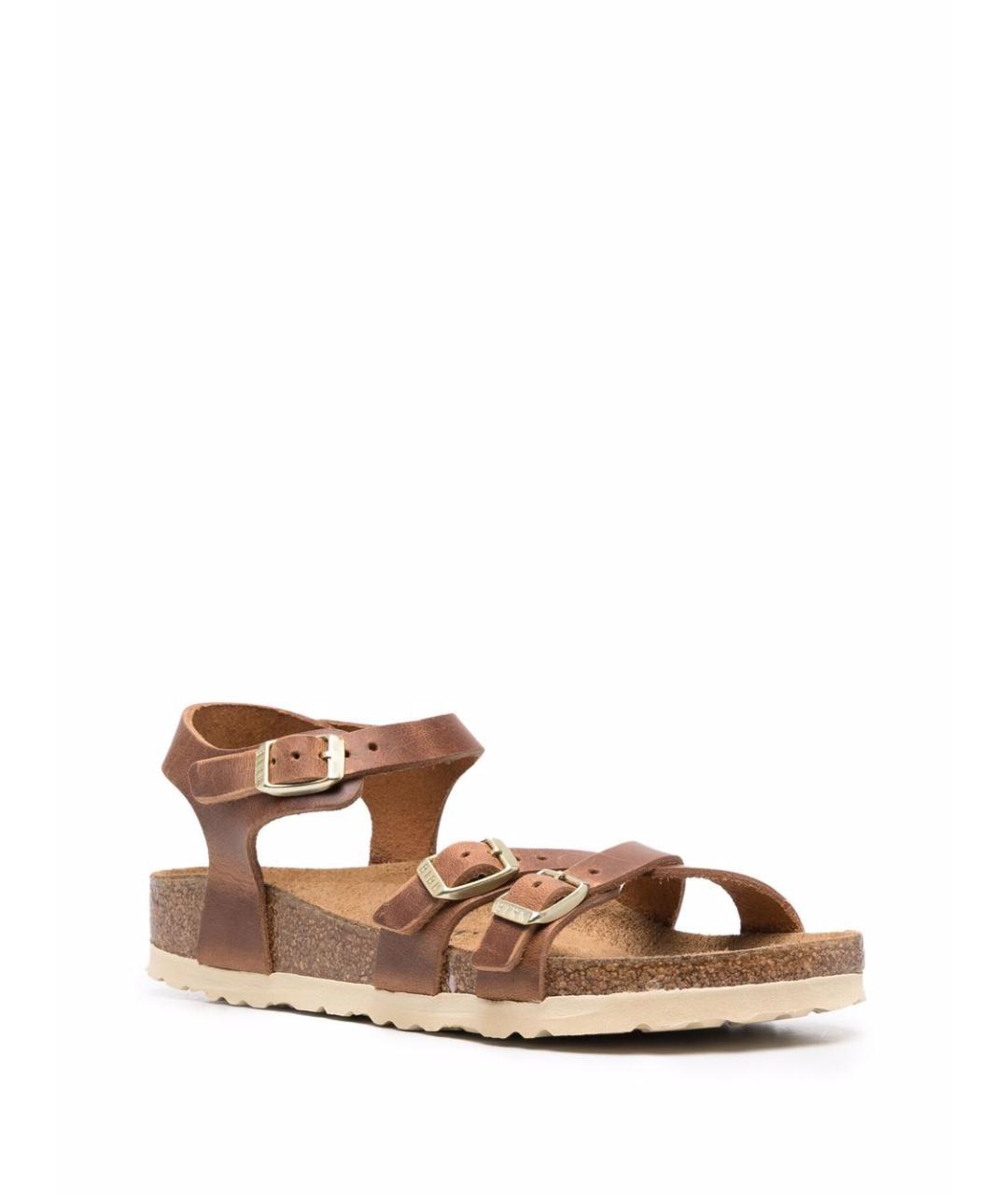 BIRKENSTOCK Коричневые кожаные босоножки, фото 4