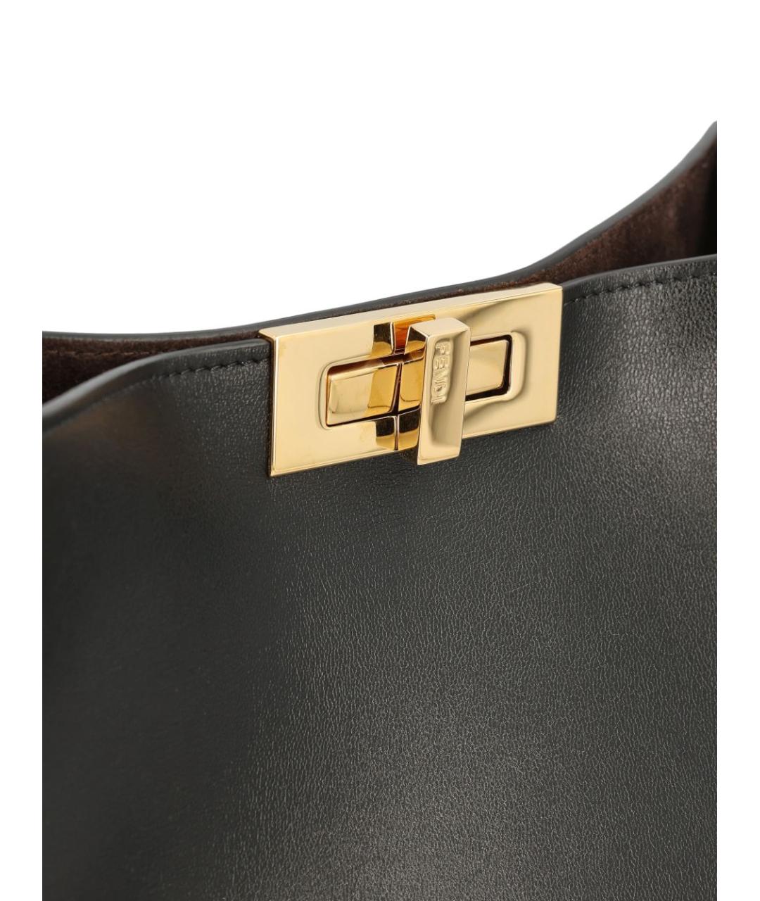 FENDI Черная кожаная сумка тоут, фото 3