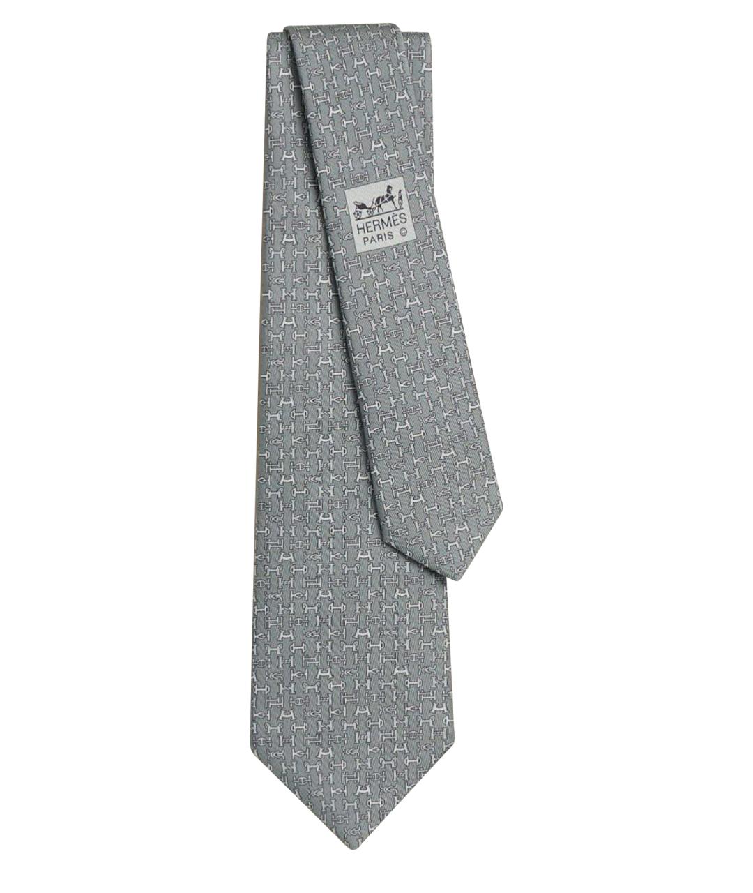 HERMES Серый шелковый галстук, фото 1