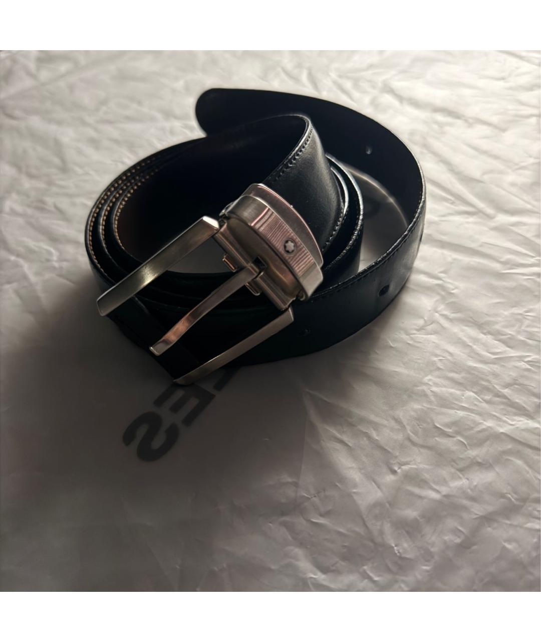 MONTBLANC Черный кожаный ремень, фото 5