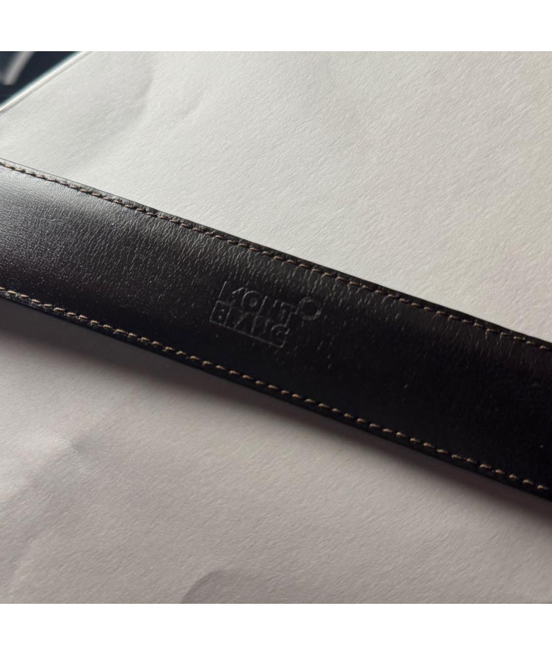 MONTBLANC Черный кожаный ремень, фото 3
