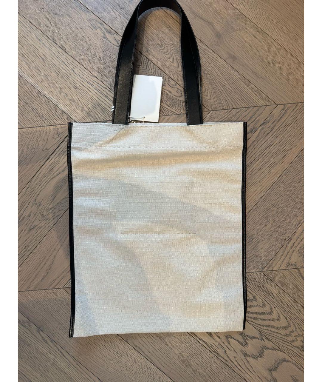 JIL SANDER Бежевая жаккардовая сумка тоут, фото 3