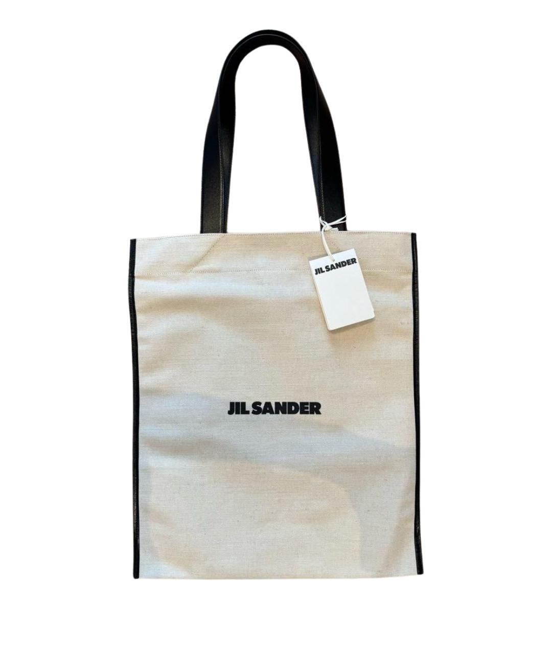 JIL SANDER Бежевая жаккардовая сумка тоут, фото 1