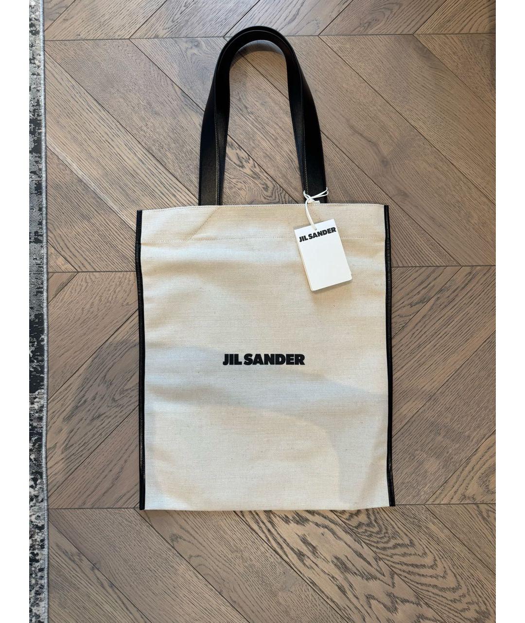 JIL SANDER Бежевая жаккардовая сумка тоут, фото 6