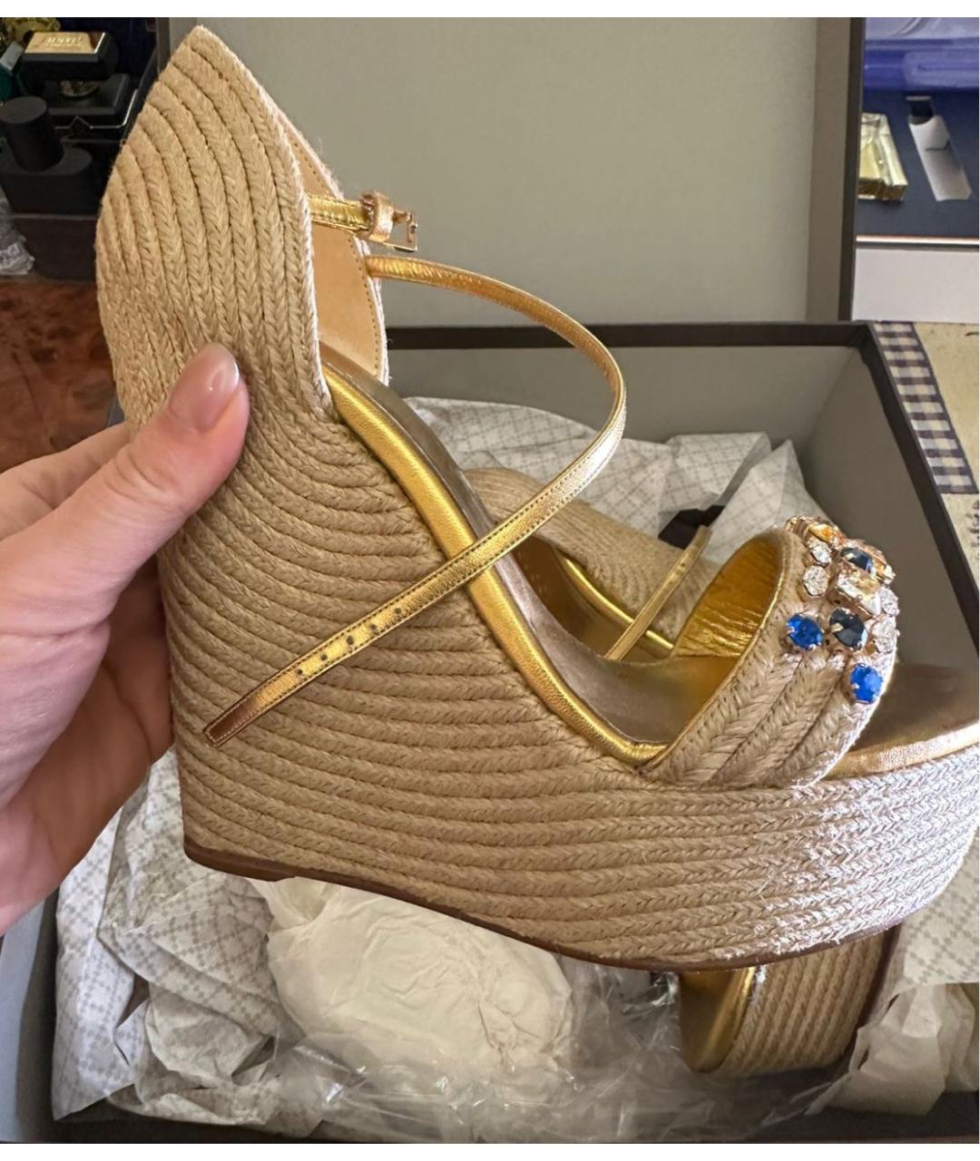 GUCCI Бежевые текстильные эспадрильи, фото 5