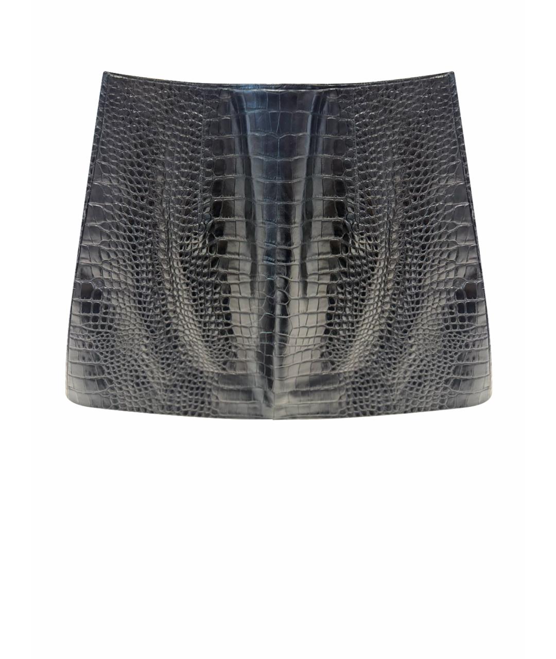 MIU MIU Черная кожаная юбка мини, фото 1