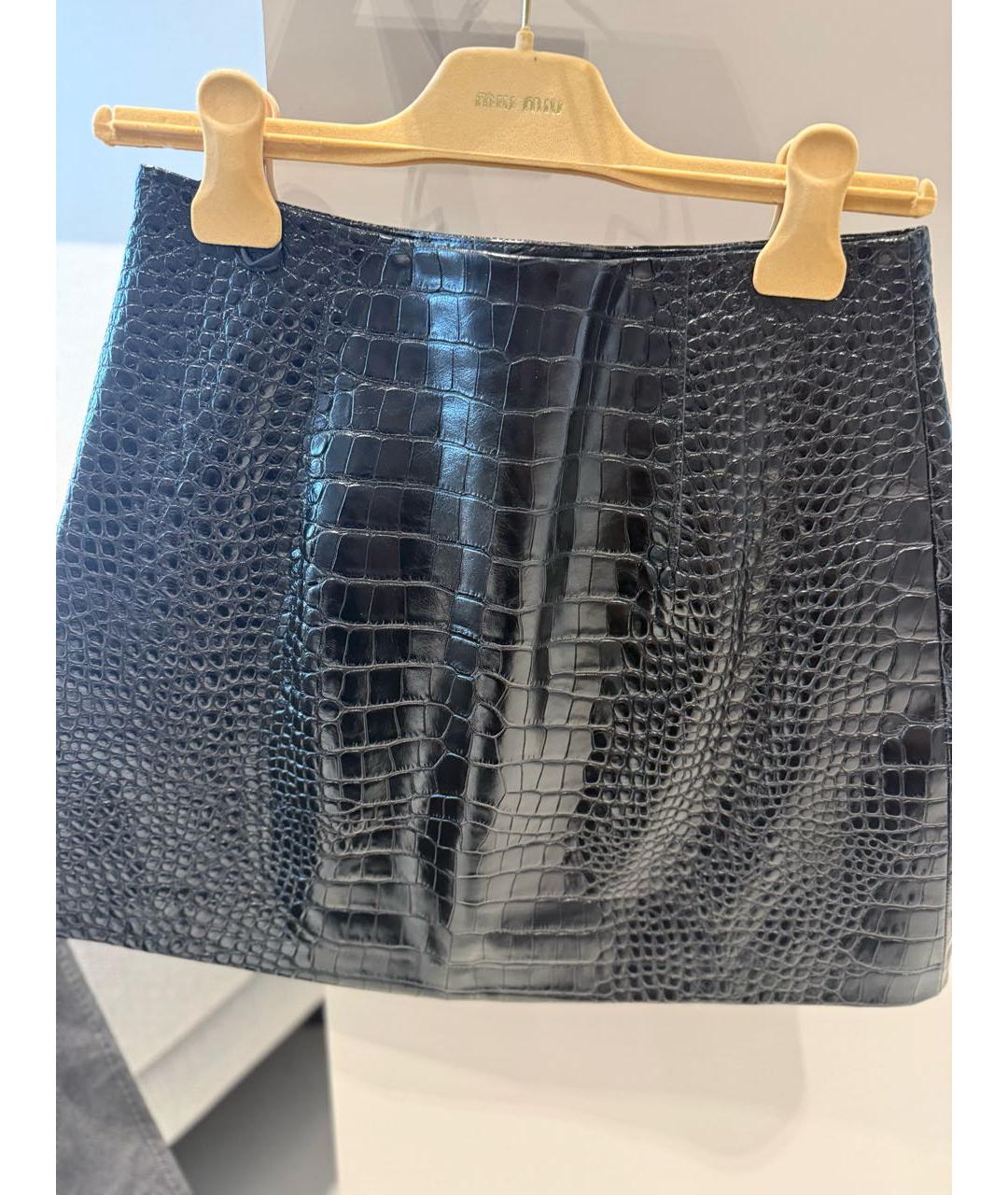 MIU MIU Черная кожаная юбка мини, фото 6