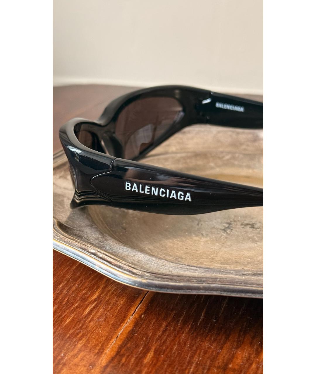 BALENCIAGA Черные пластиковые солнцезащитные очки, фото 3