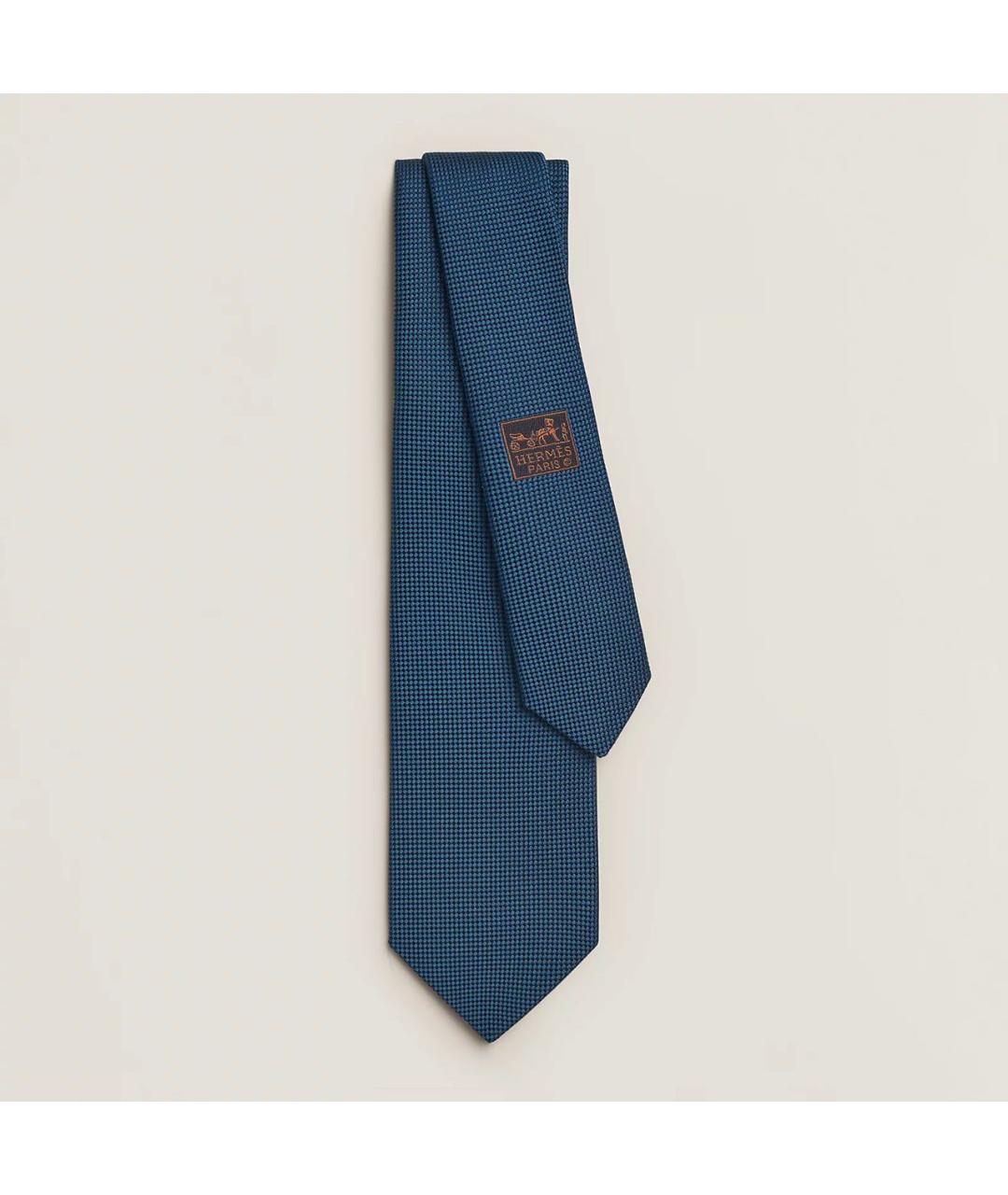 HERMES Темно-синий шелковый галстук, фото 5