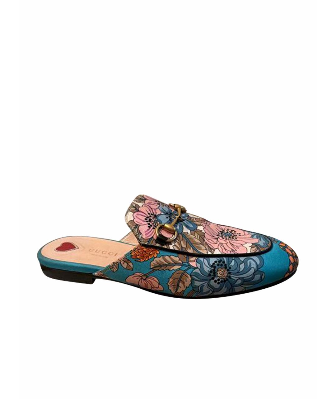 GUCCI Синие текстильные сабо, фото 1