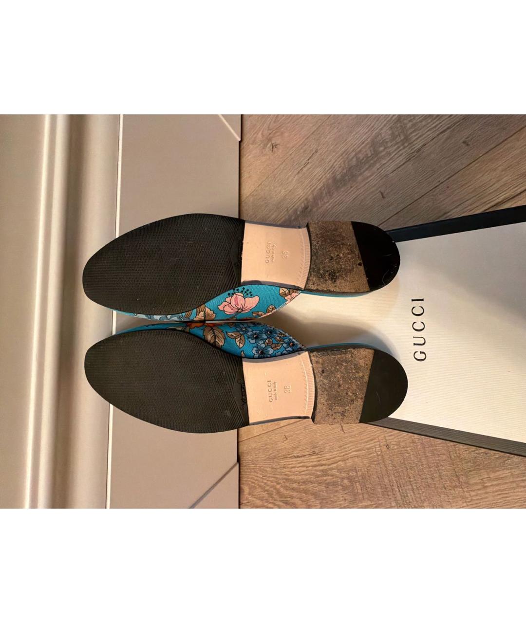 GUCCI Синие текстильные сабо, фото 5