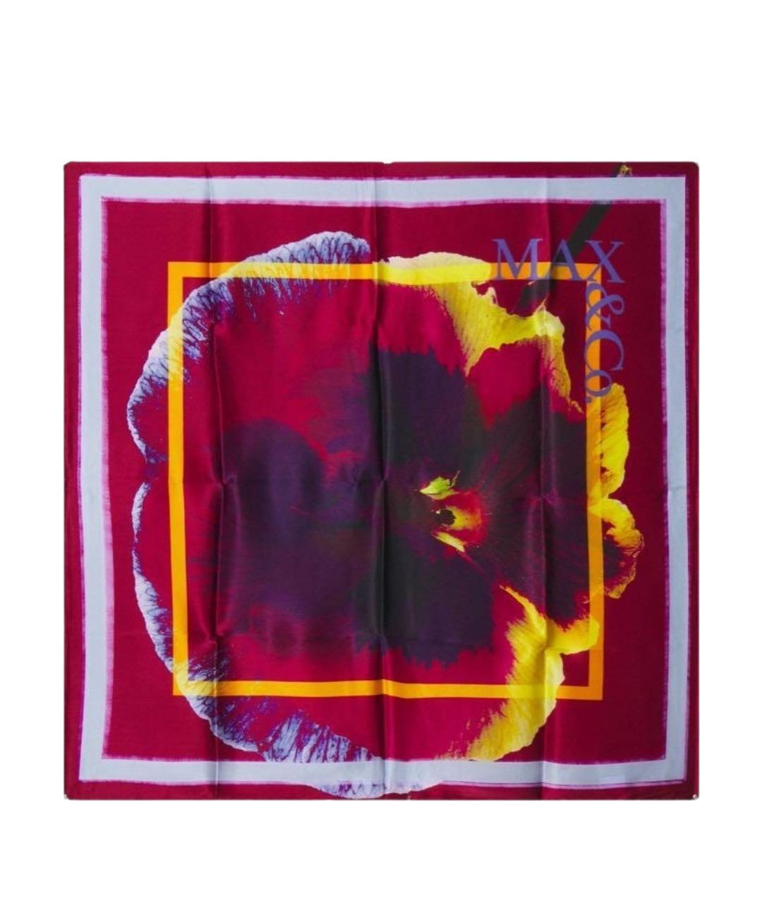 MAX&CO Бордовый шелковый шарф, фото 1