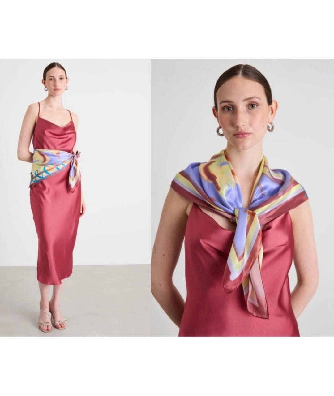 MAX&CO Бордовый шелковый шарф, фото 5