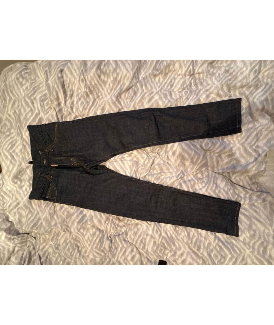 DSQUARED2 Темно-синие хлопко-полиэстеровые джинсы скинни, фото 6
