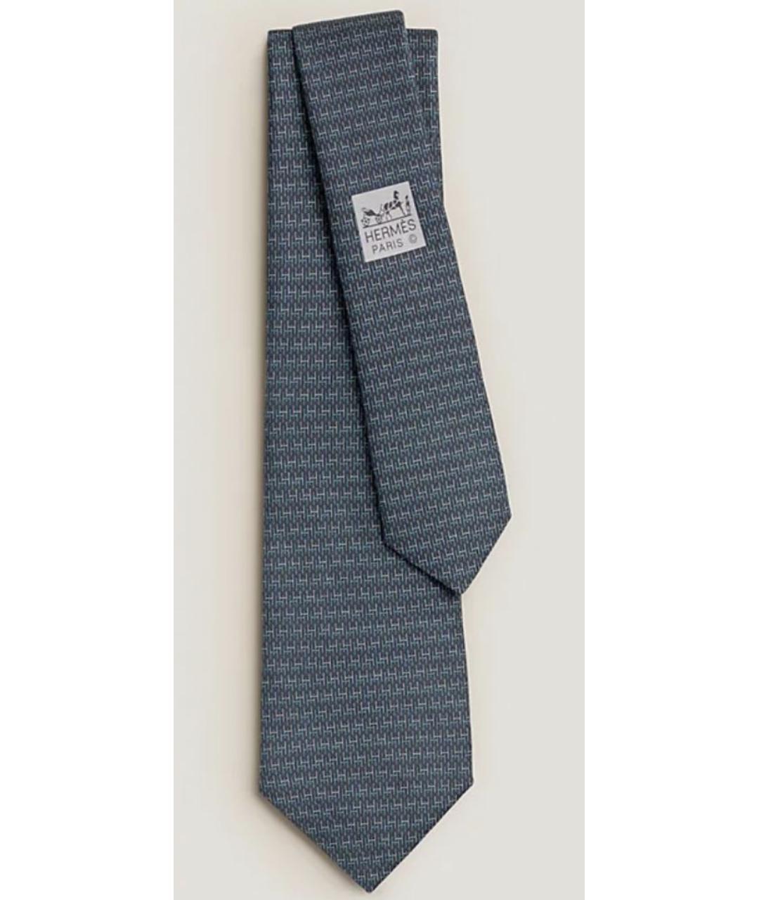HERMES Голубой шелковый галстук, фото 2