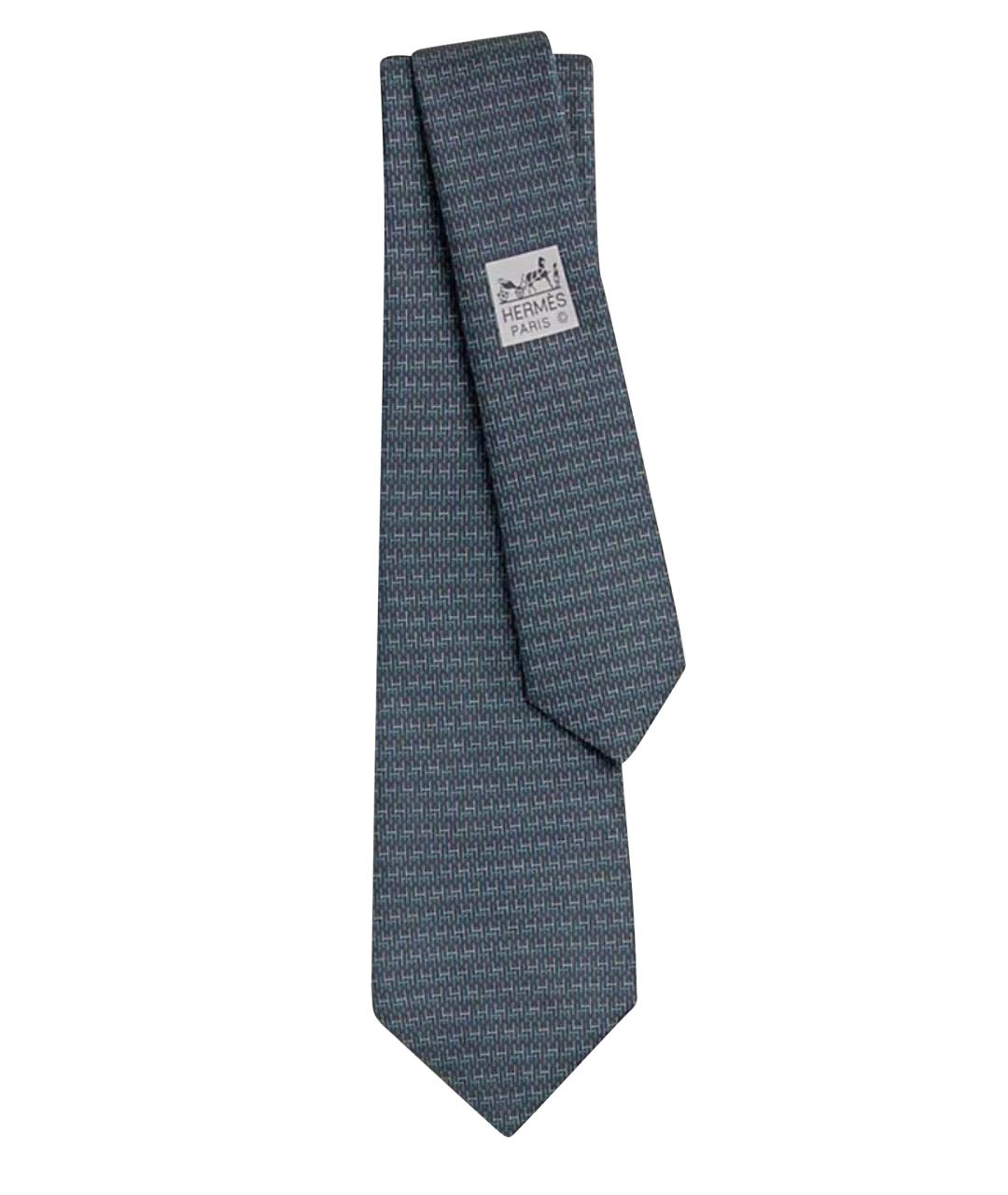 HERMES Голубой шелковый галстук, фото 1