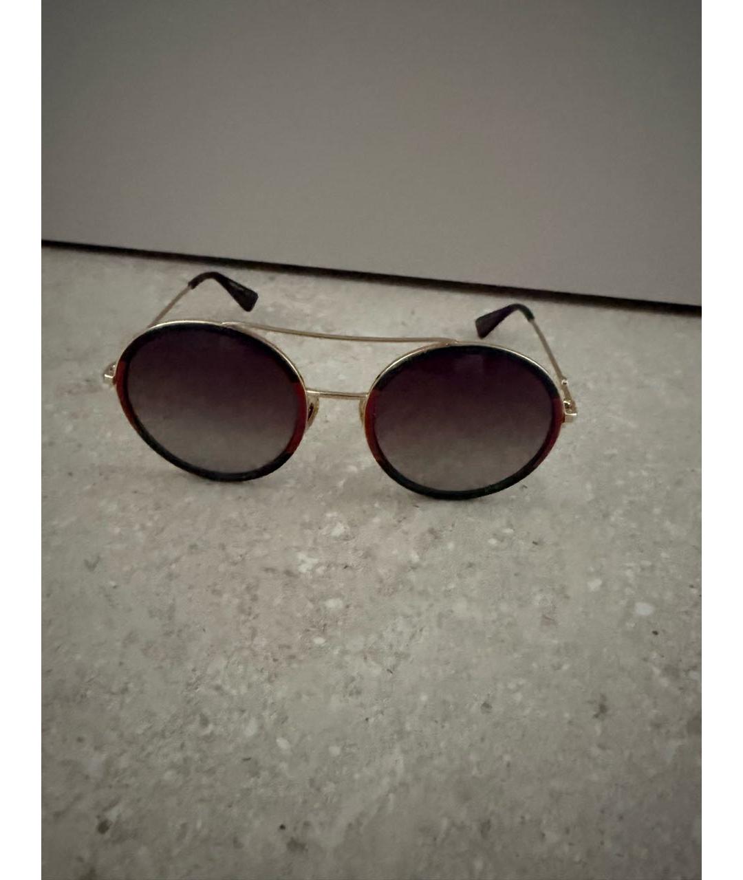 GUCCI Золотые металлические солнцезащитные очки, фото 5