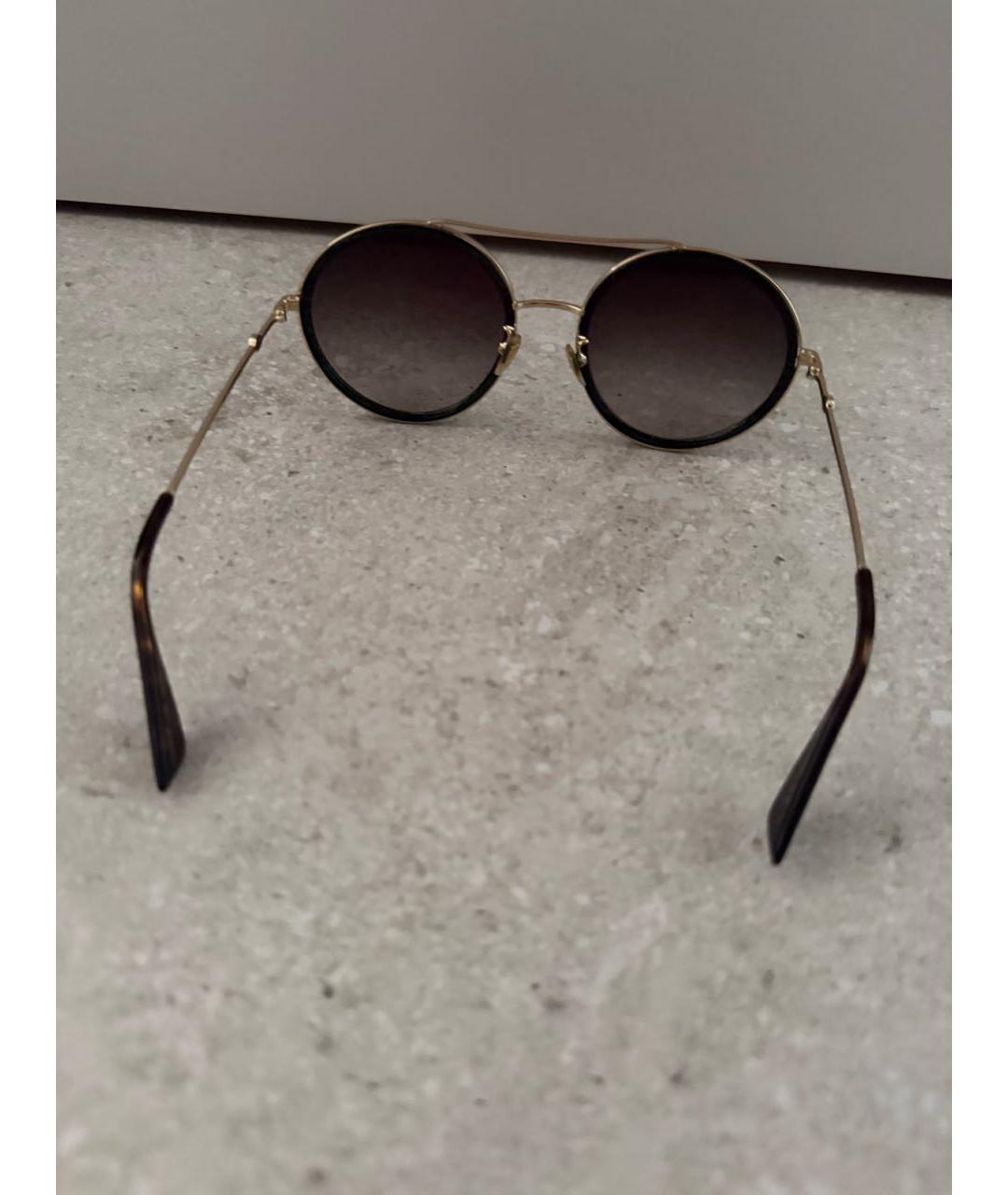 GUCCI Золотые металлические солнцезащитные очки, фото 4