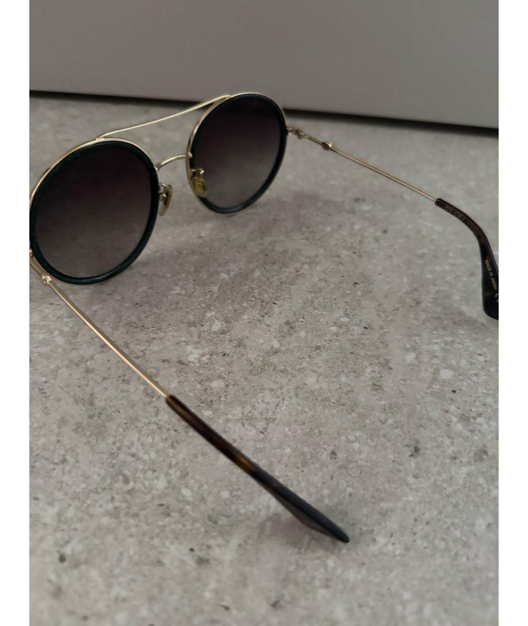 GUCCI Золотые металлические солнцезащитные очки, фото 2