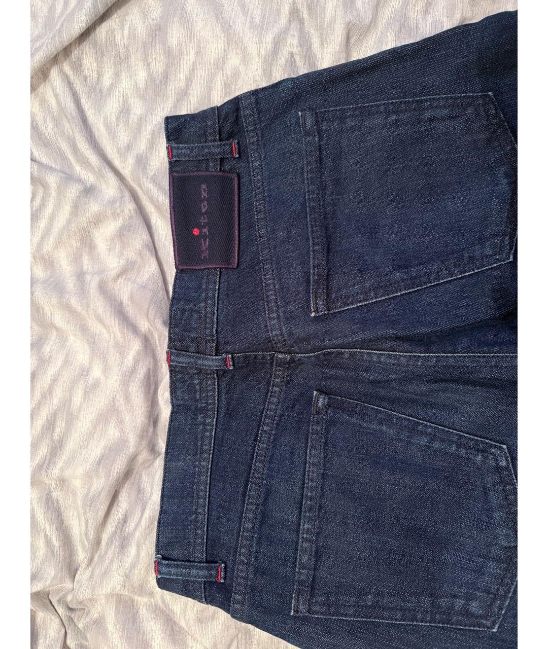 KITON Темно-синие хлопко-полиэстеровые джинсы скинни, фото 3