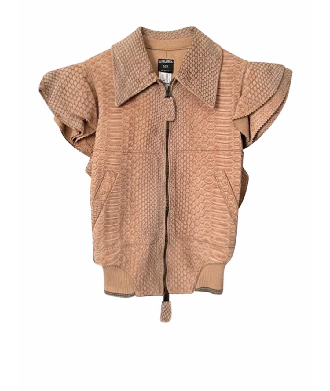 JEAN PAUL GAULTIER Бежевая кожаная жилетка, фото 1