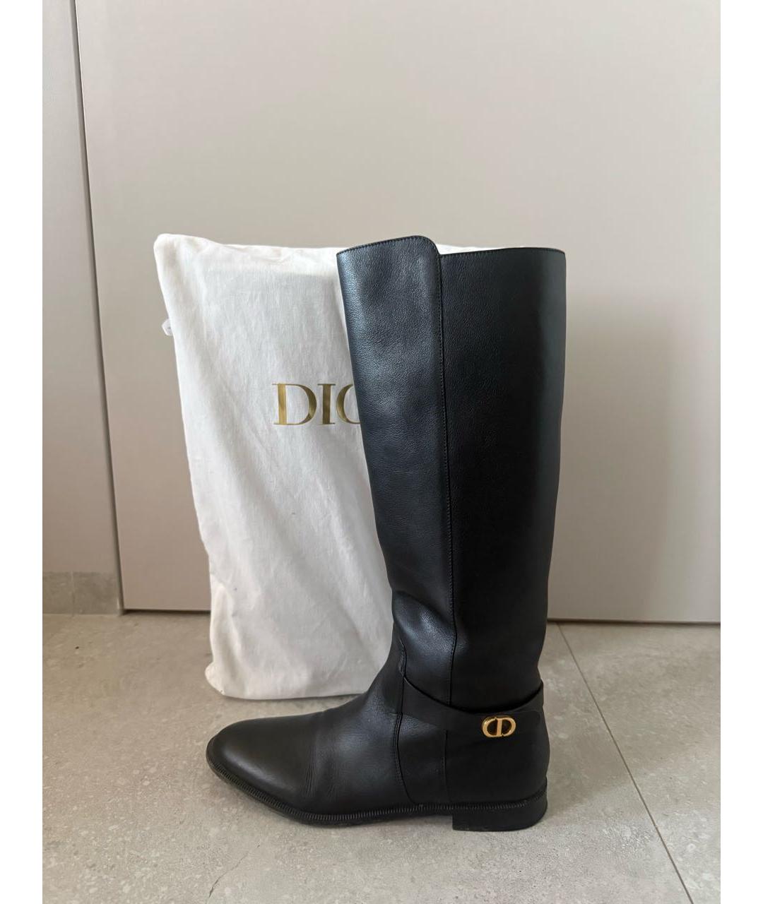 CHRISTIAN DIOR Черные кожаные сапоги, фото 4