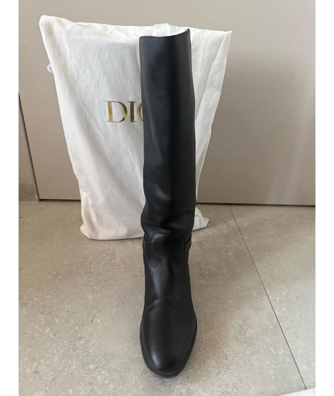 CHRISTIAN DIOR Черные кожаные сапоги, фото 3