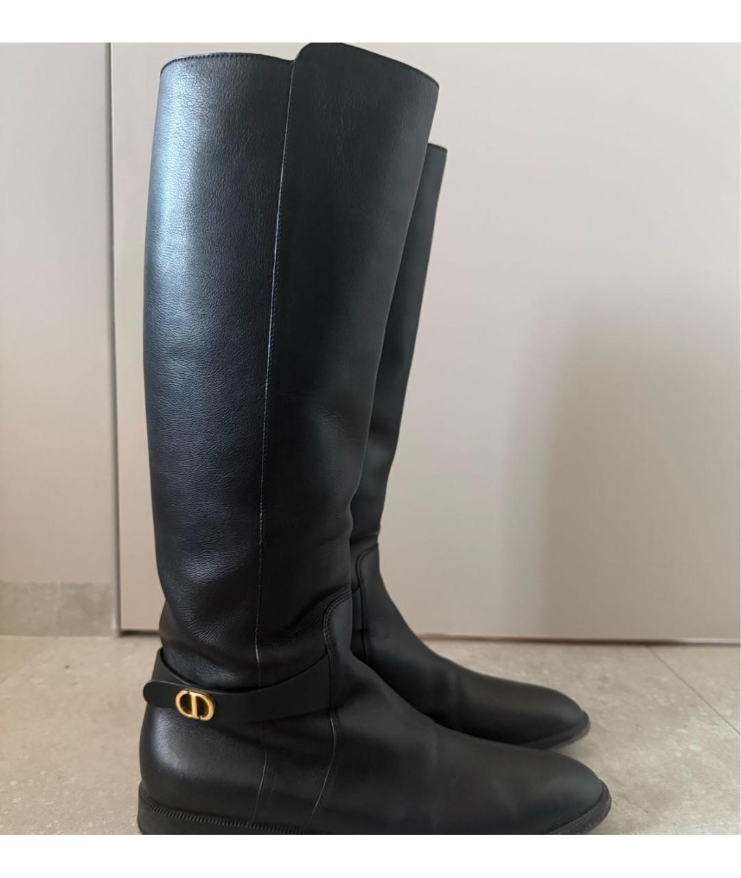 CHRISTIAN DIOR Черные кожаные сапоги, фото 2