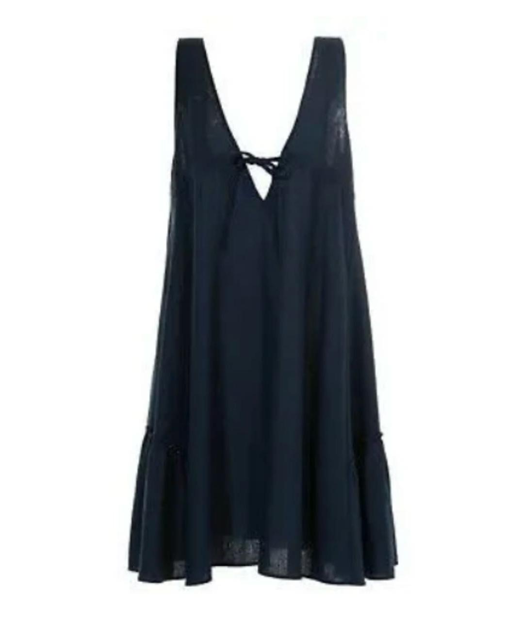 EMPORIO ARMANI Темно-синее льняное платье, фото 9