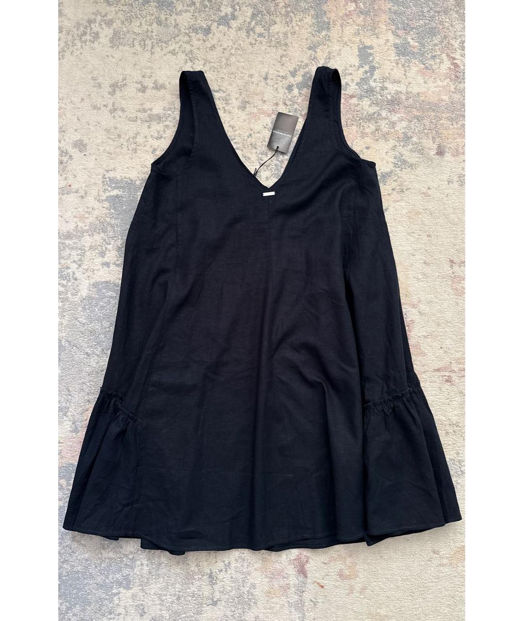 EMPORIO ARMANI Темно-синее льняное платье, фото 8