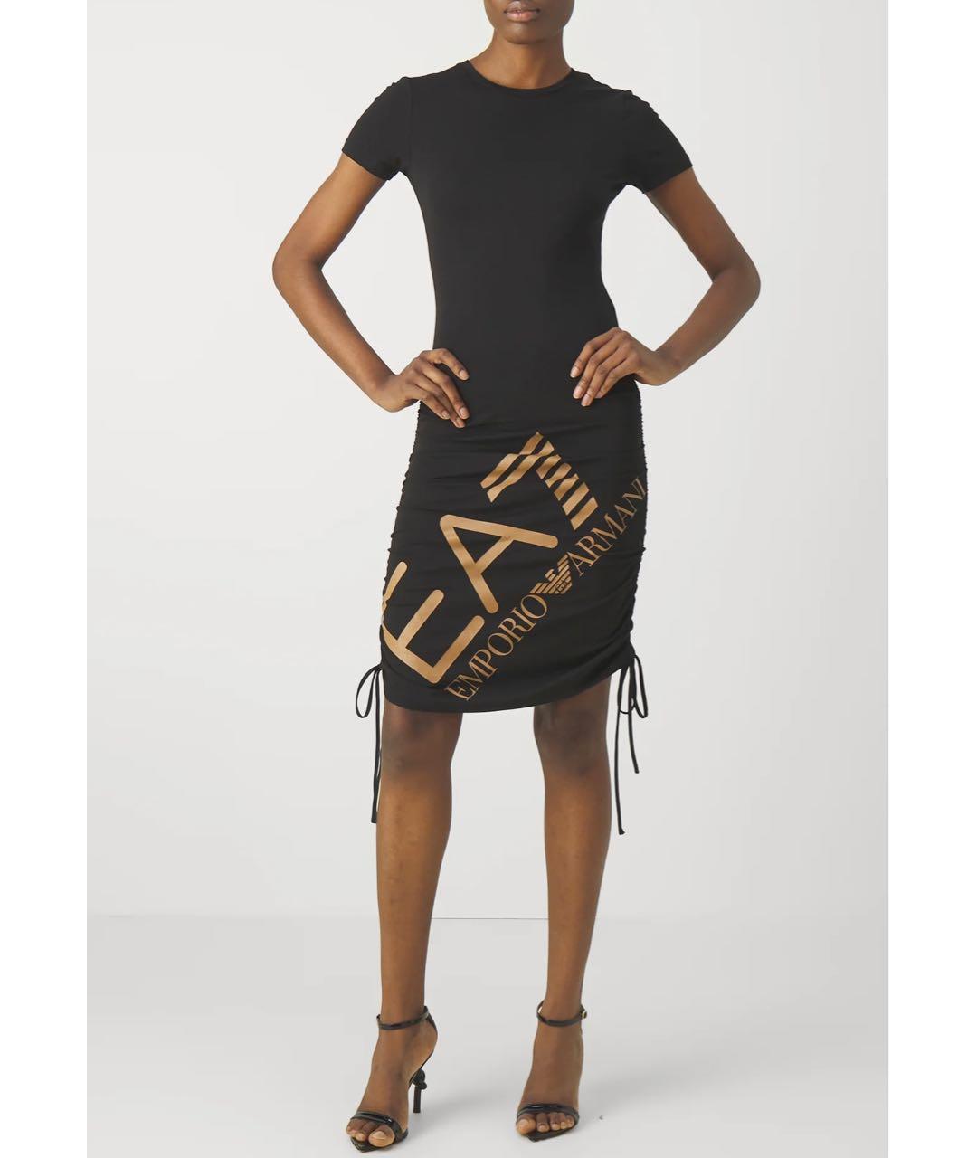 EMPORIO ARMANI Черное хлопко-эластановое платье, фото 8
