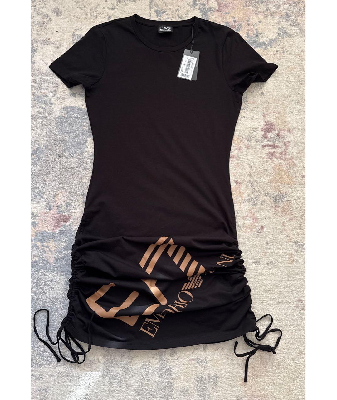 EMPORIO ARMANI Черное хлопко-эластановое платье, фото 3