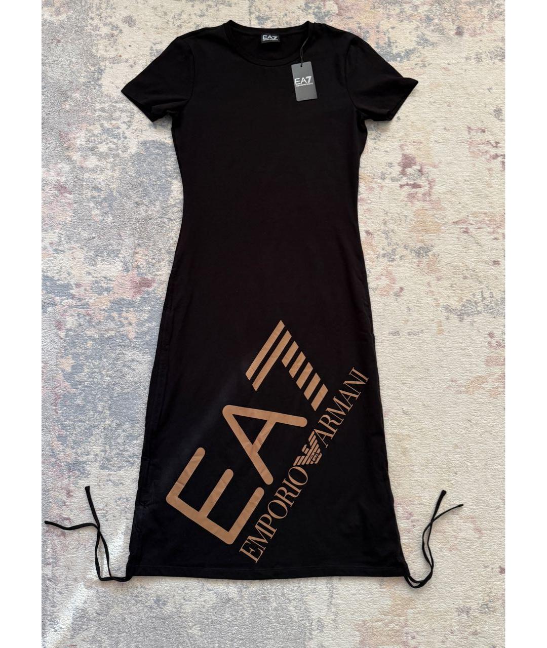 EMPORIO ARMANI Черное хлопко-эластановое платье, фото 2