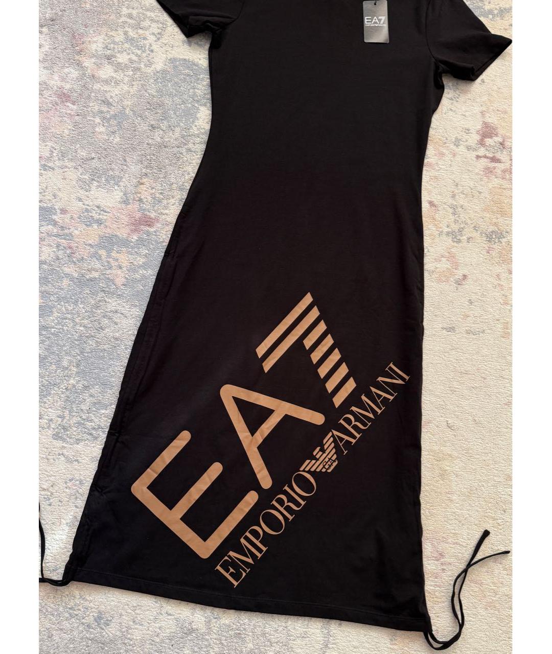 EMPORIO ARMANI Черное хлопко-эластановое платье, фото 4