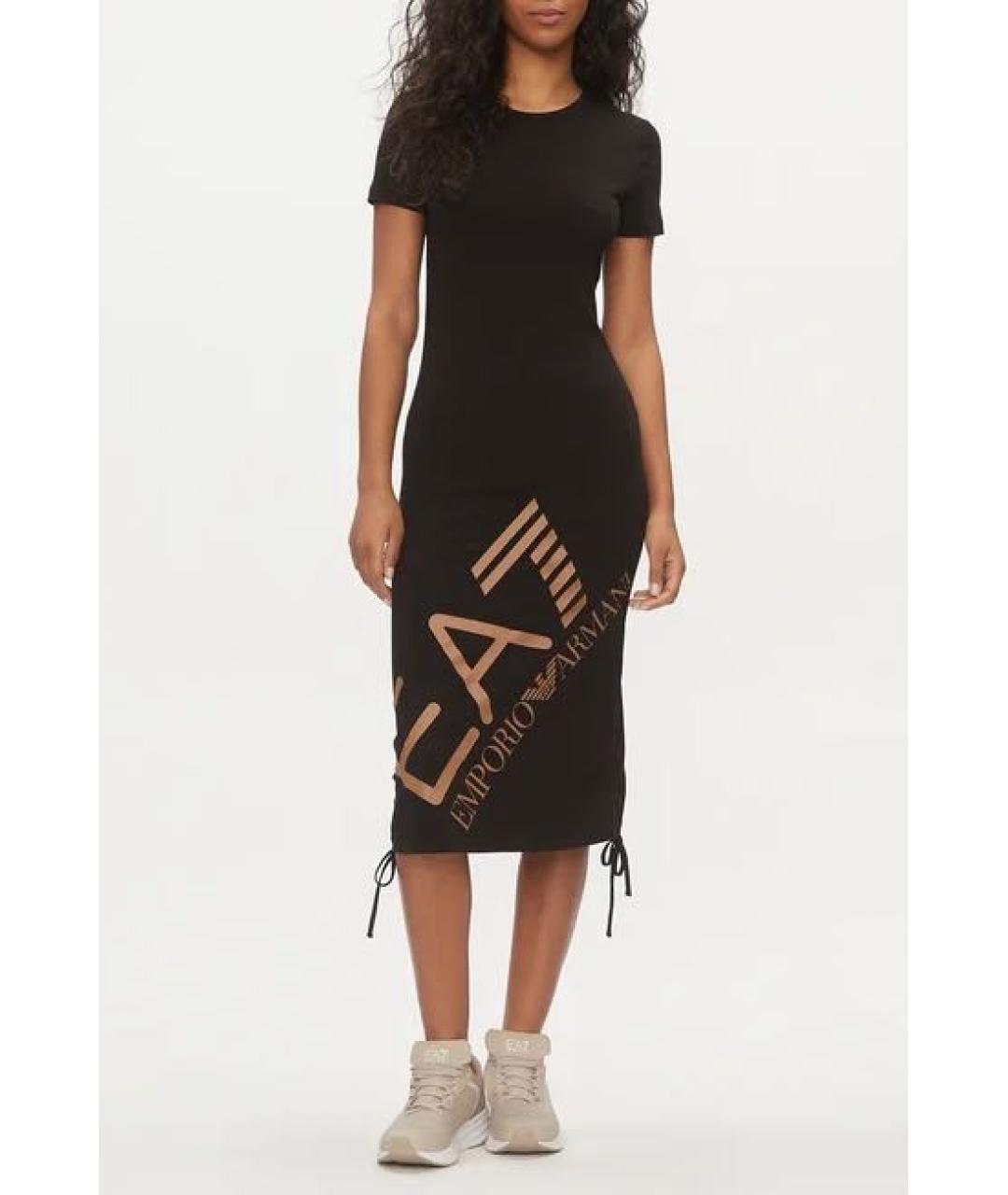 EMPORIO ARMANI Черное хлопко-эластановое платье, фото 6