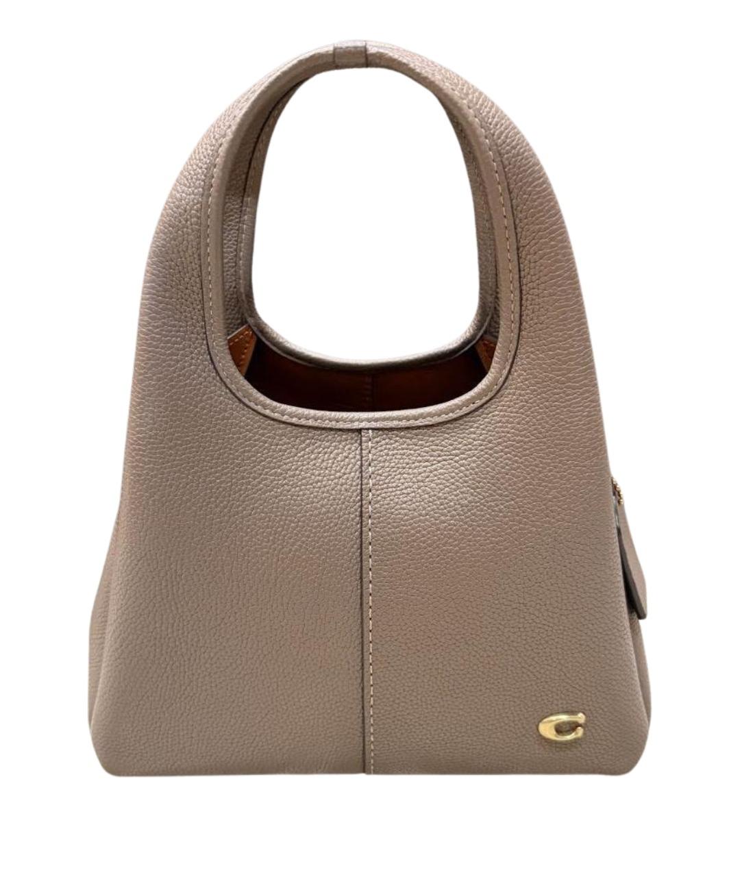 COACH Коричневая кожаная сумка с короткими ручками, фото 1