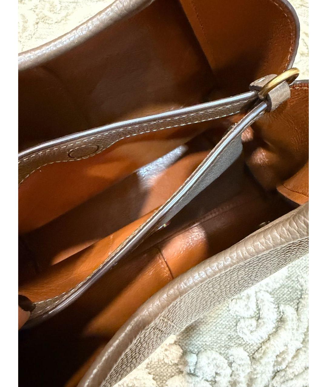 COACH Коричневая кожаная сумка с короткими ручками, фото 5