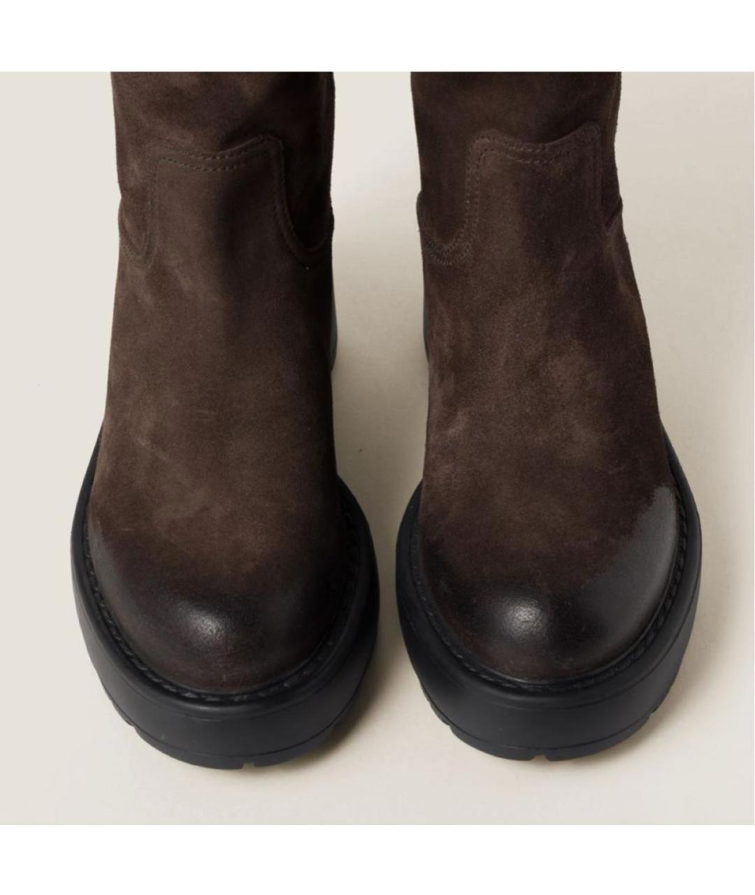 MIU MIU Коричневые замшевые сапоги, фото 3