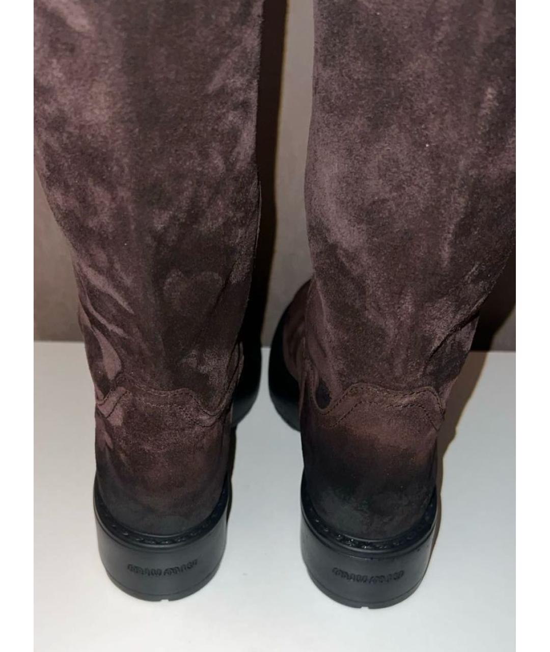 MIU MIU Коричневые замшевые сапоги, фото 5