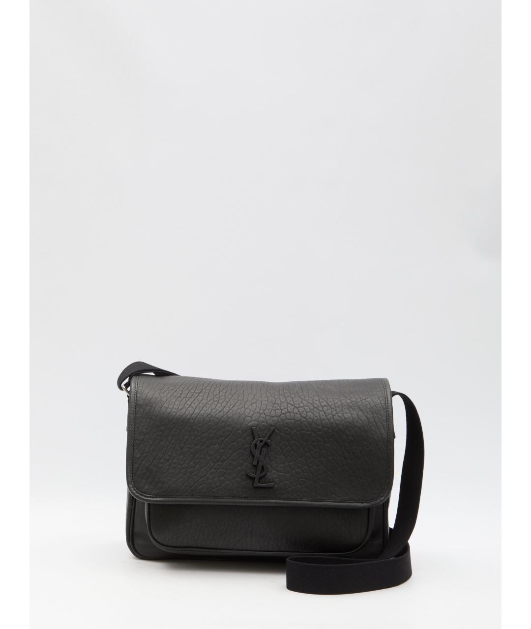 SAINT LAURENT Черная кожаная сумка на плечо, фото 5