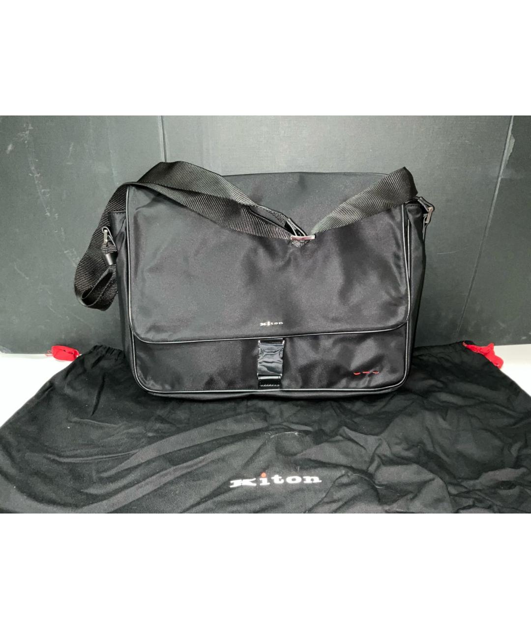 KITON Черная синтетическая сумка на плечо, фото 7