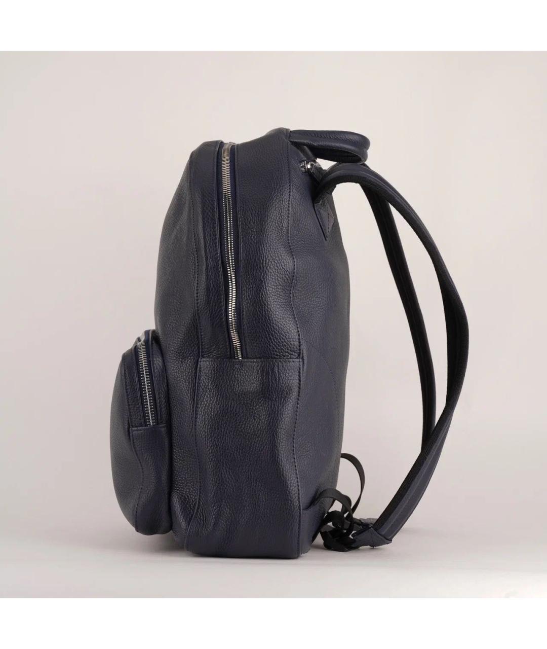 MONTBLANC Темно-синий кожаный рюкзак, фото 5