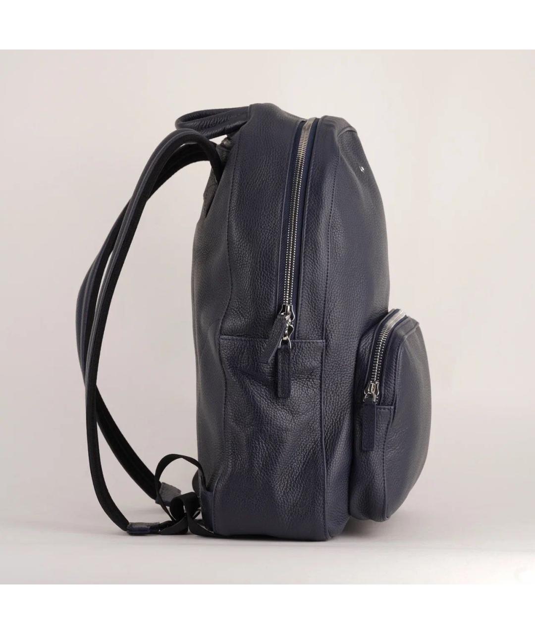 MONTBLANC Темно-синий кожаный рюкзак, фото 4