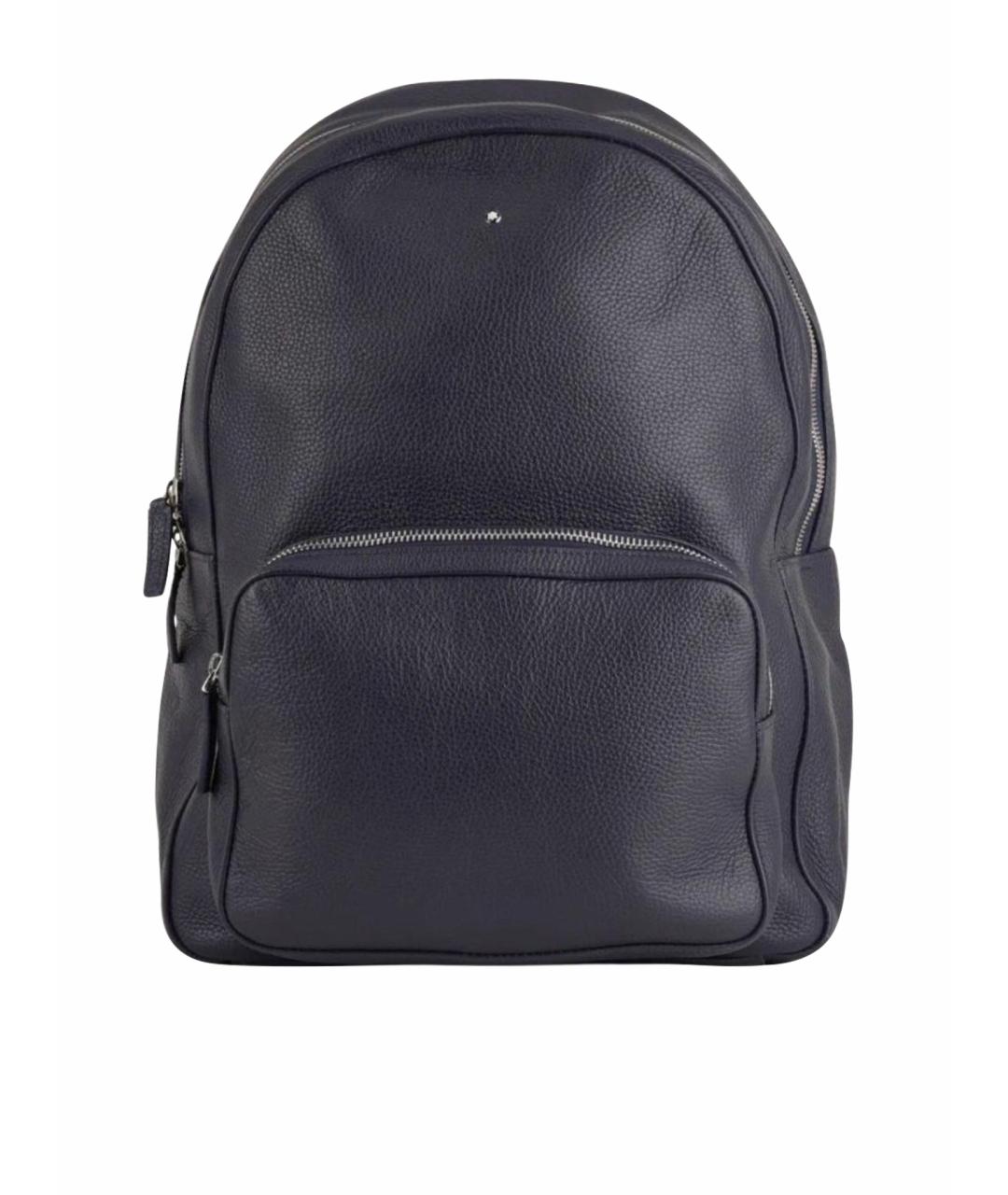 MONTBLANC Темно-синий кожаный рюкзак, фото 1