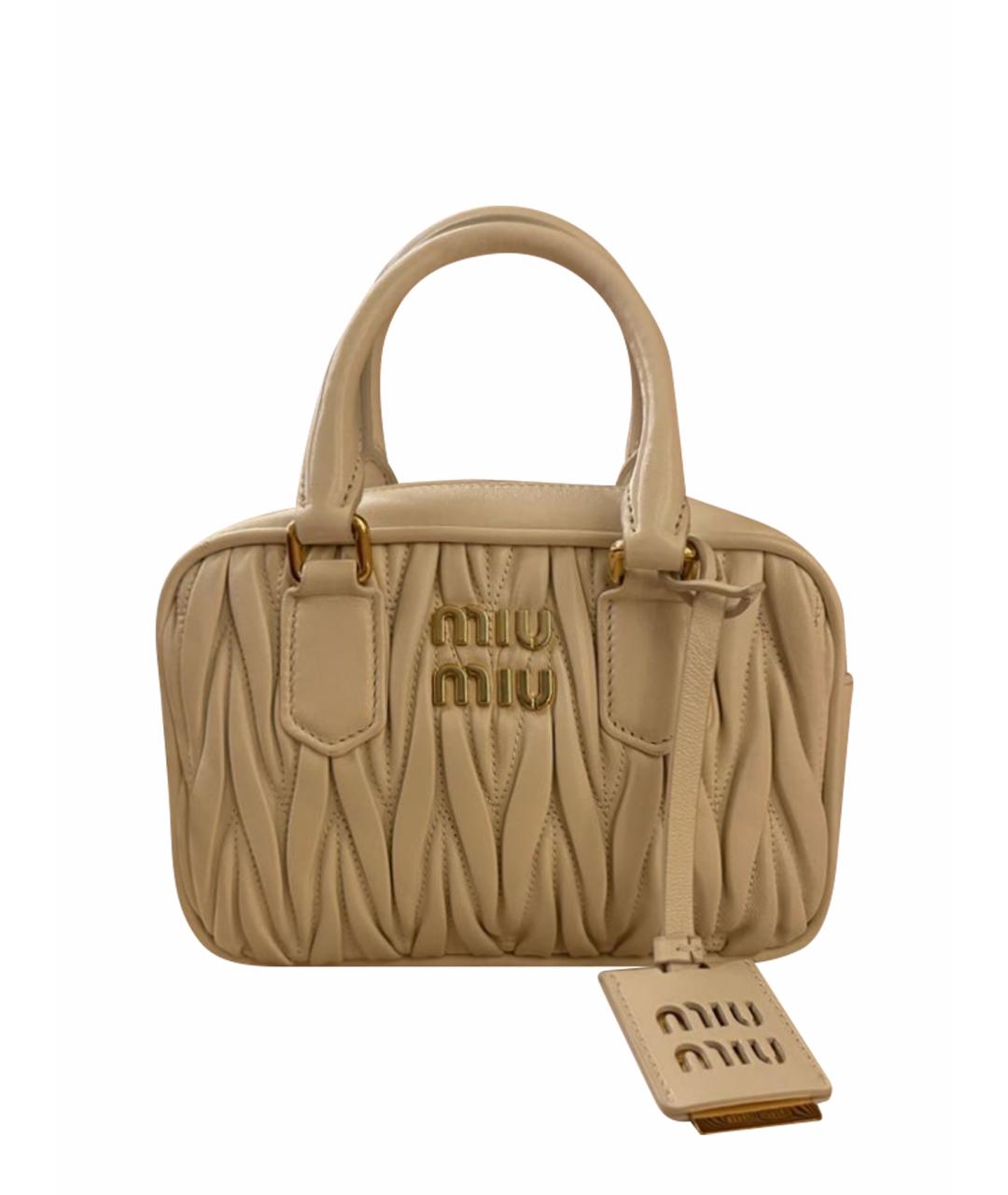 MIU MIU Белая кожаная сумка с короткими ручками, фото 1