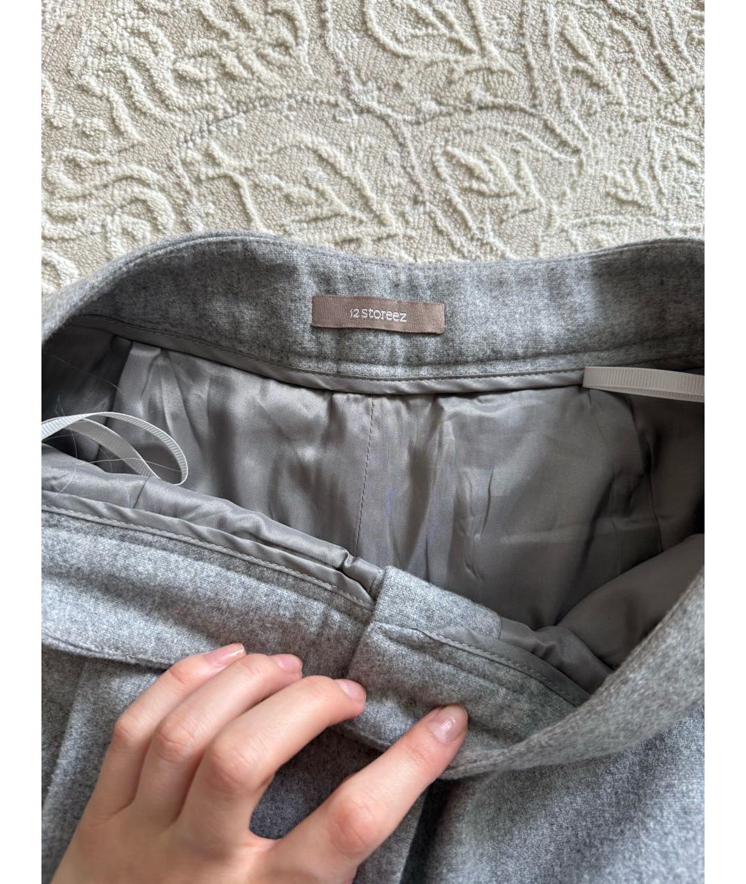 12 STOREEZ Серые шерстяные брюки узкие, фото 3