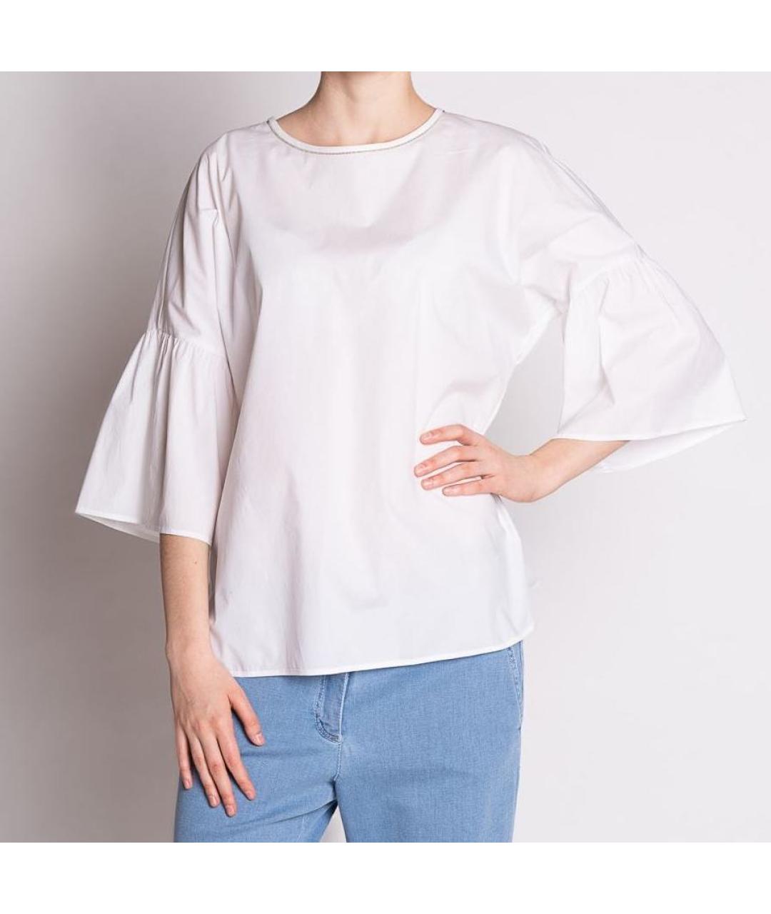 PESERICO Белая хлопко-эластановая блузы, фото 3