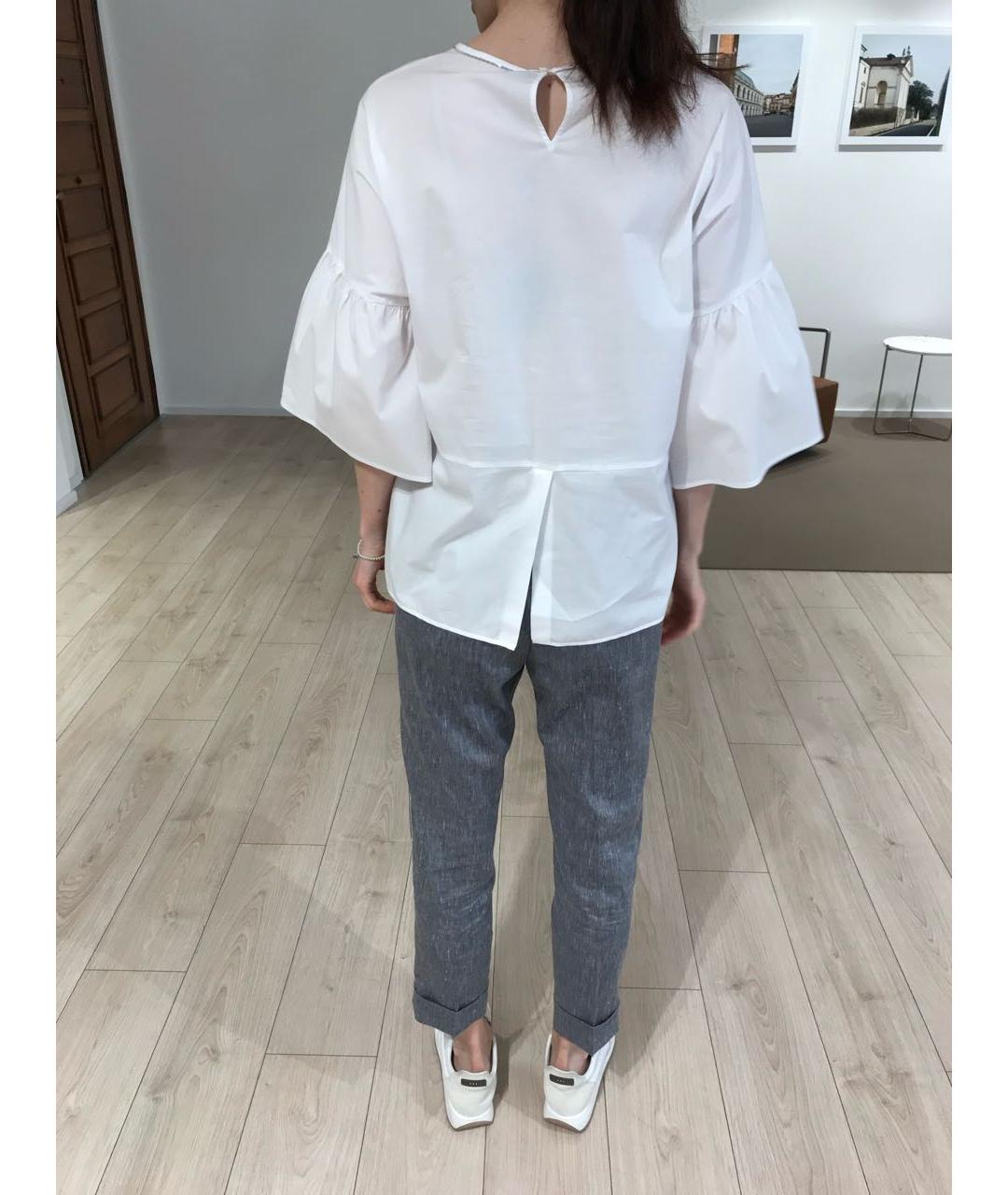 PESERICO Белая хлопко-эластановая блузы, фото 8