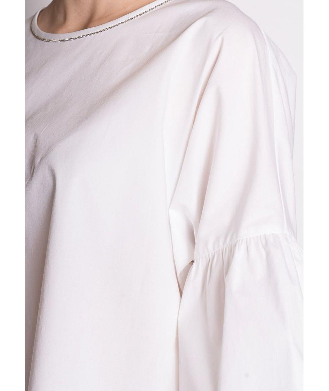 PESERICO Белая хлопко-эластановая блузы, фото 4